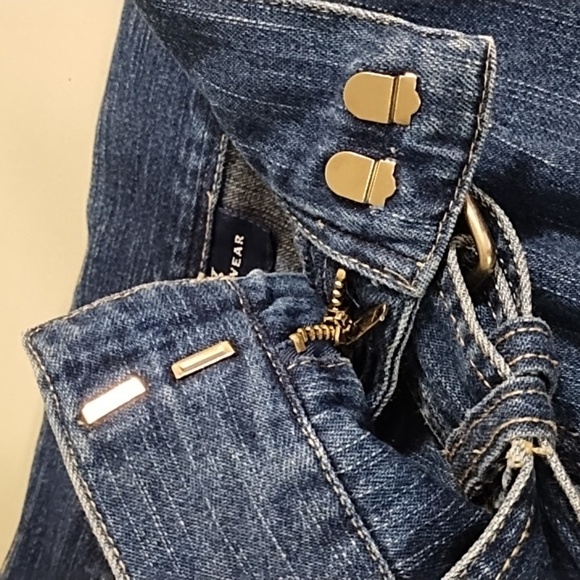 Denim Skirt 12 100% Cottom Raw Fringe Edge Hem Belt Zip Front - Picture 6 of 9